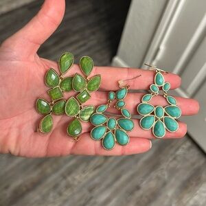 Brand-less Elegant Green and Turquoise Drop Earrings